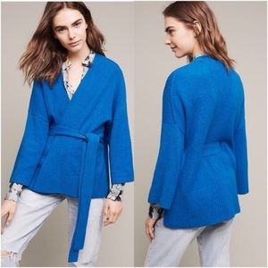 Anthropology Sleeping on Snow Blue Wrap Sweater